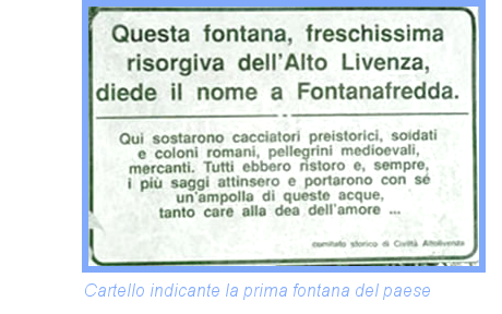 foto cartello indicante la prima fontana del paese